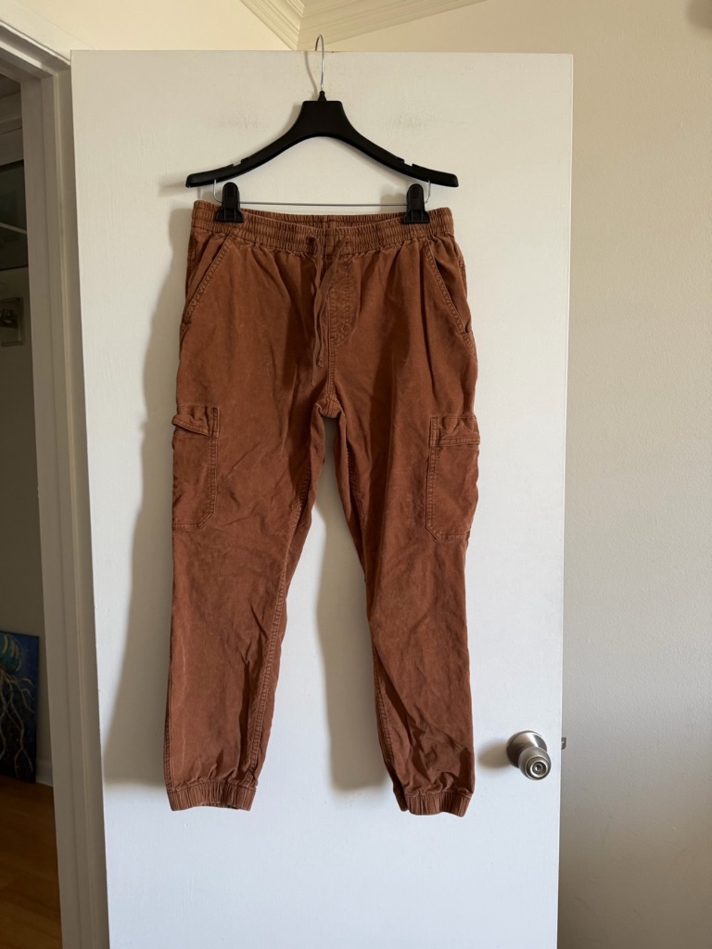 PrAna Brown Lost Highway Sepia Cargo Corduroy Jogger Pants size Medium EUC - Picture 4 of 11